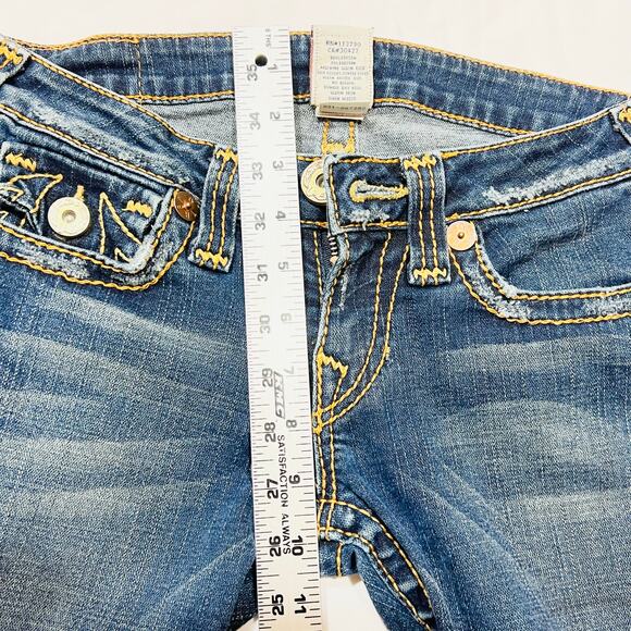 True Religion Joey Super Flared Jeans Women 27W x 30L Twisted Seam Thick Stitch - Picture 9 of 12